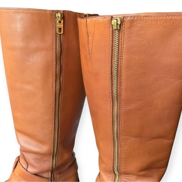 COACH Saddle Brown California Calf Leather Boots with Signature Gold Buckles, 9M - Picture 10 of 16